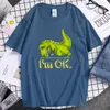 Męskie koszule rex is ok słodka kreskówka męska harajuku moda 2023 Summer Brand Street Tops Men Funny Casual Tee