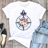 Camisetas femininas Mulheres Pretty Flower 2023 Cute Trend Fashion Fashion Sleeve Summer Print Tshirt Nice Tee Top Graphic T-Shirt