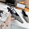 Sandália Feminina Slingback Chinelos Sandália Salto Médio Sapatos Malha Preta com Estampa Brilhante Sapatos Borracha Couro Verão Alça Tornozelo Chinelos 35-41 01