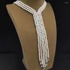 Necklace Earrings Set Classy Elegant 3 Layer Shell Bead Sweater Chain Premium Bridal Pearl Jewelery