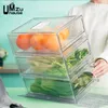 Food Savers Storage Containers Drawer Boxes Fridge Kitchen Organizer Clear Stackable Bin Eggs Fruit Vegetable Meat Beverage Divided Big Drain Case 230307