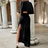 Casual Dresses Chic Sexy Dress Close Fitting Summer Elegant High Split Hem Party Pencil Female Clothing