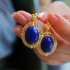 Dangle Earrings Designer Original Silver Inlaid Retro Lapis Lazuli For Women Court Style Elegant Light Luxury Wedding Jewelry Gift