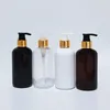 Botellas de almacenamiento 20 unids 250 ml PET de plástico con bomba de loción de aluminio dorado transparente blanco contenedor negro para gel de ducha de jabón líquido