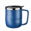 Mugs 400ml Black Stainless Steel Insulated Coffee Mug With Sliding Lid Vacuum Travel Handle Camping Tea Flask Cold Drink