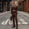 New Brown Double Breasted Mens Suit Peaked Lapel For Wedding Tuxedos Two Pieces Groom Wear Prom Blazers With Jackets And Pants
