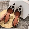 Wedding Shoes 8Cm Fashion For Brides Luxury Crystal Slingback Pointed Toe High Heels Summer Women Pumps Comfortable Triangle Heeled Dhmdw