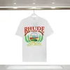 2023 Heren- en damesmode T-shirt Br Rhude S Sunset Beach Pleasant Patroon Gedrukt Ronde Nek Korte mouw Men Women Paren Losse half G1KB J265