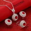 Brincos de colar Conjunto Etiópia 3pcs prata retro zircão de colares pendentes redondos de tamanho grátis anel africano Eritreia Presentes para mulheres