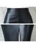 Skirts 2023 Women PU Leather Midi Skirt Autumn Winter Ladies Package Hip Front or Back Slit Pencil Skirt W0308