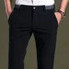 Pantaloni da uomo Pantaloni eleganti per elastico Premium Business NoIron StraightFit FlatFront Suit Fashion Formal 230307