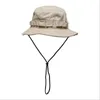 Chapeaux à large bord Nouveau Chapeau de pêcheur de camouflage Protection solaire extérieure réglable Unisexe Cordon de serrage pliable Casquette de pêche d'été Casquette de bassin R230308