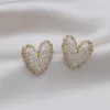 Stud Earrings Korea Design Fashion Jewelry 14K Gold Plated Exquisite Zircon Heart Elegant Women's Party Luxury Accessories