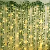 장식용 꽃 2.3m 실크 잎 가짜 크리퍼 녹색 잎 아이비 포도 나무 2m 홈 웨딩 파티를위한 끈 조명 화환 인공