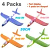 Electric RC Track 4Packs 50cm Foam Plane Kits Flying Glider Toy With LED Light Hand Throw Airplane Set Outdoor Game Aircraft Model Toys for Kids 230307
