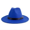 Panama Cap Jazz voelde Fedora tophoeden formele hoed retro wollen dame mode solide Candy Color brim caps unisex trilby chapeau voor mannen vrouwen fedorahat bc446