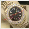 Nuovo arrivo 3 Style Mens II 18k Gold 41mm Diamond Ruby Watch Bigger Diamond BEZEL 218235 Orologi da uomo automatici di moda Wris269p