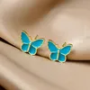 Stud Earrings Cute Korea Style Butterfly For Women Minimalist Gold Color Enamel Animal Jewelry Party Gift