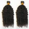 弾力性のある巻き毛のヘアエクステンション100ストランドブラジルのレミーカーリー髪のネイルチップ8-30インチ女性のためのマイクロリンク