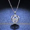 Pendant Necklaces QUKE Real Heart Necklace D Color VVS1 Lab Diamonds 925 Sterling Silver for Women Wedding Fine Jewelry 230307