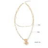 Pendant Necklaces Boho Statement Multilayers Gold Color Chains Unique Coin Pearl Beads Necklace For Women Girls Beach Clavicle