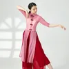 Scenkläder vuxen elegant klassisk nät ren magdans split pankou knutar cheongsam klänning topp för kvinnor kläddansare kläder