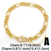 Bracelets de charme FLOLA Plaqué Or Curb Link Chaîne Bracelet Pour Femmes Mousqueton Chunky CZ Cubique Zircone Bijoux Cadeaux Brtc59