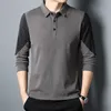 Men's Polos Spring Autumn Splicing Mens Designer Clothes Long Sleeve Men's Shirt Fashion All-match T-Shirt Business Tops Basic Polo 230308