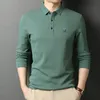 Polo da uomo Camicia da uomo a maniche lunghe con risvolto primavera-estate Camicia a maniche lunghe in puro cotone ricamato Polo grande e confortevole per il tempo libero 230308