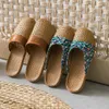 Dress Shoe Floral Bow Linen Home Slipper Summer Female Male Non slip Family Flax Slippers Ladies Indoor Floor 230308