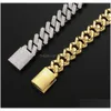 Cadeia 20mm Diamante Miami Prong Cuban Link Bracelets 14K Gold branco picada de jóias de zircônia cúbica gelada 7 polegadas 8 polegadas Drop Dhgarden dholi