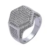 Anelli a grappolo Hip Hop Rock per uomo Gioielli di moda 2 colori Iced Out Bling Geometric Micro Pave Zircon Gold Sier Drop Deliver Dhgarden Dhafc