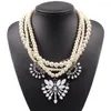 Pendant Necklaces Fashion Brand Bib Flower Necklace Chunky Chain Statement Pearl Resin For Women Jewelry Wholesale