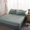 Sängkläder sätter Famifun Product Solid Color 3/4 PCS Sängkläder Set Microfiber Bedclothes Navy Blue Grey Bed Linens Däcke Cover Set Bed Sheet 230308