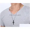 Pendant Necklaces Gold Sier Mens Cross Stainless Steel Cuban Link Chain Necklace 14K Chains Jewelry Gift Drop Delivery Pendan Dhgarden Dhd0C