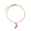 Tornozeleiras meetvii romântico rosa acrílico pingente de pingente de verão praia feminina feminina charme jóias de bracelete de pegador de ouro de ouro