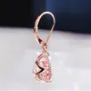Dangle Earrings Chandelier Luxury Female Pink Zircon Drop High Quality Rose Gold Wedding Fashion Crystal Double for Womendangle