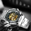 Wristwatches Winner Watch Men Heacheton Automatic Mechanical Gold Vintage Man Mens Es Top Brand Luxury 230307