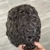 Men's Children's Wigs Full Skin Base 20mm Curly Human Hair Men's Toupee Durable Prosthesis System Black/Brown Hair Piece 130 Density Natural Frontline 230307