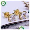 Stick Mens Diamond Stud Earrings Luxury Designer Bling Shiny Rock Punk Rapper Gold Sier Iced Out Drop Delivery Jewelry Dhgarden Dhzcd