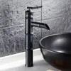 Robinets de lavabo de salle de bain haut noir huilé Bronze navire robinet cascade bassin mitigeur corps haut forme de bambou