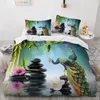 Ensembles de literie 3D Digital Couple Swans Famille Linge de lit Gris Housses de couette Full Twin King Size 140x210cm Set Home Textile Design personnalisé