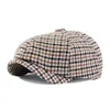 Nieuwe unisex herfst winter plaid krantenjongen ivy caps casual baret hoeden vrouwen flat peiced piek cap Engeland gatsby retro hoed bestuurder platte pet