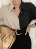 Women's Blouses Shirts HOUZHOU Vintage Shirt Women Elegant Office Ladies Blouses Y2k Korean Style Long Sleeve Oversize Patchwork Casual Tops Female 230308