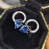 Ohrhänger in Wärmeform für Damen, 1 ct/Stück, insgesamt 2 ct, blauer Moissanit-Ohrring mit 925er-Silber-D-Farbtropfen