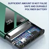 PD40W Двухсторонний банк быстрого зарядки Bank 30000MAH Digital Display Внешний аккумулятор встроенные кабели с фонариком для Huawei Mi