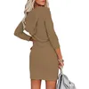 Casual jurken nowsaa dames lente herfstjurk elegant zwarte zwarte lange mouwen hoge spleet bassic bandage sexy bodycon shirt ritsvestidos