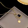 Pendant Necklaces European And American Luxury Emerald Stainless Steel Gold Necklace For Woman Korean Fashion Jewelry Girl's Sexy