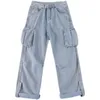 Men's Jeans Hip Hop Jeans Men Baggy Cargo Pants Casual Big Pocket Denim Trousers Vintage Plus Size Bottoms Fashion Streetwear Y2K Clothing 230308