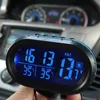 Nouveau multifonction voiture température horloge voltmètre voiture thermomètre électronique horloge voiture veilleuse horloge fournitures vert